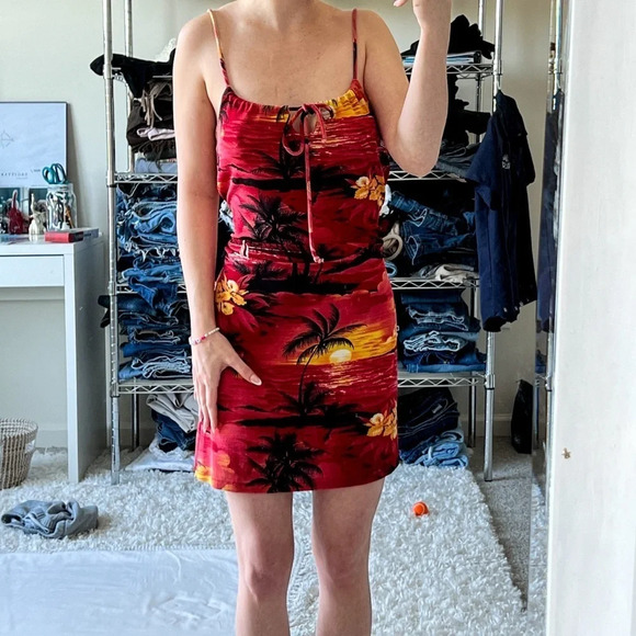 Vintage 90’s Charlotte Russe Tropical Print Dress - Picture 8 of 10